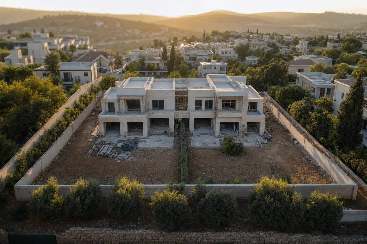 הסכם שיתוף במקרקעין על מגרש דו משפחתי עם קו גבול ברור בין שני החלקים